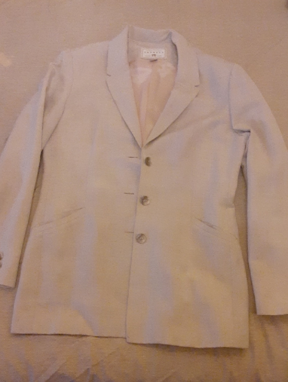 Light Beige Women's Blazer, EXPRESS, size 7/8, Fit Nice (tailored), Linen/rayon